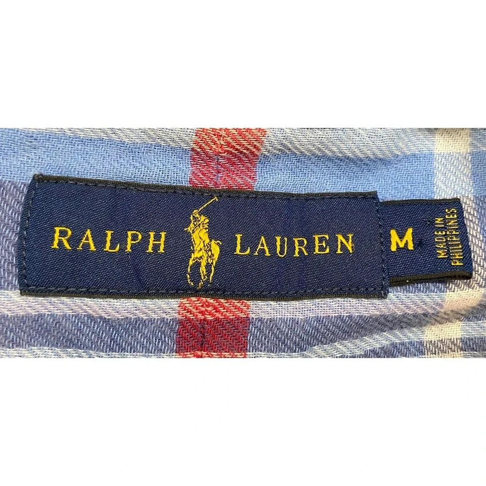 Polo Ralph Lauren Mens Shirt M Plaid Double Layer Lined Long Sleeve Button‎